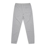 A pair of grey track pants with an elastic waistband and a back pocket. The design is simple and unembellished.