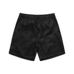 Linen shorts in black with an elastic waistband and drawstring, designed as dress shorts.