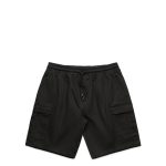 Cargo walk shorts in dark green with an elastic waistband, featuring side pockets and a brand logo.