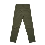 Straight pants in a rich olive green colour with a straight leg design and two back pockets, featuring subtle branding.