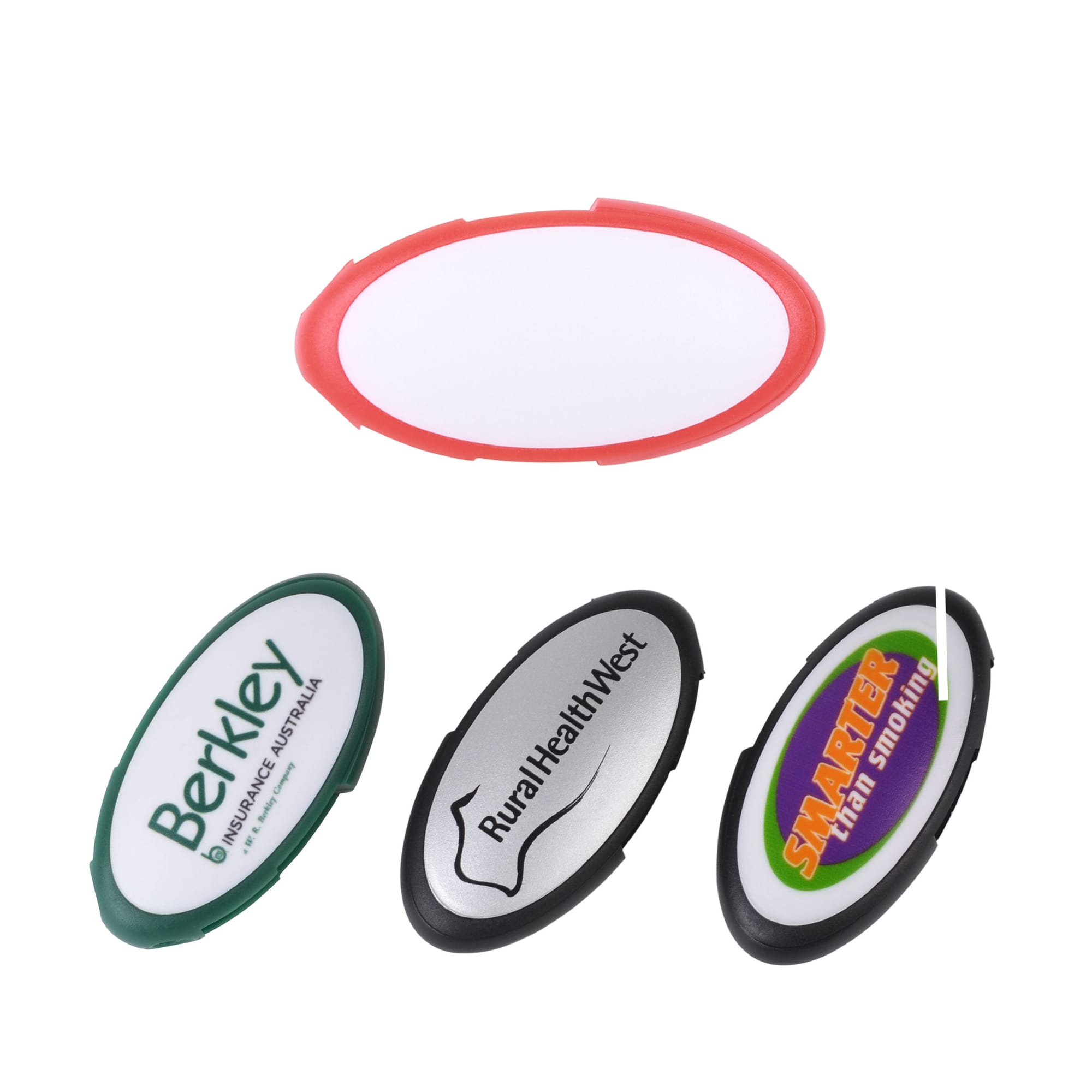 An oval swivel flash drive in various colours, featuring different logos and a smooth, glossy finish. Oval Swivel Flash Drive - Image 1