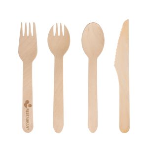 Pack of 100 Per Pack Disposable Wooden Cutlery - (Forks /Spoons/Knives/2 in 1 Spoon and fork)-(Big)