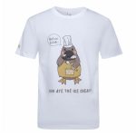 A white cotton t-shirt featuring a cartoon platypus in a chef's outfit with a playful slogan.