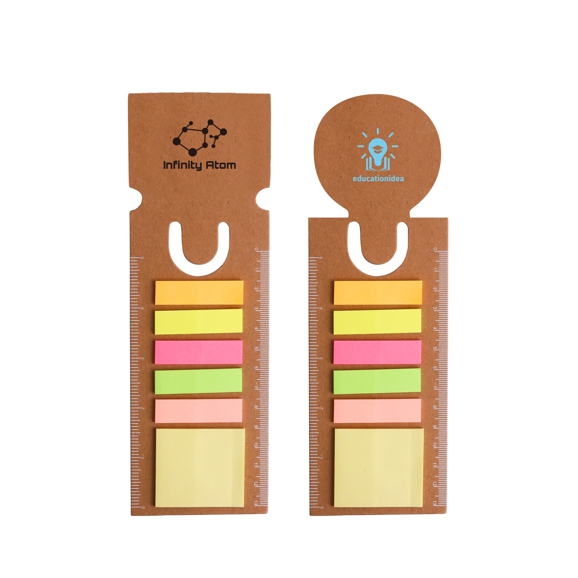 A Bookmark Ruler Sticky Note Pad featuring a ruler design with sticky notes in yellow, pink, green, and orange hues. Bookmark Ruler Sticky Note Pad - Image 1