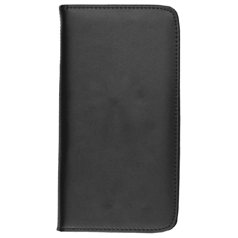 A black leather travel wallet with a smooth finish and a subtle logo. Leather Travel Wallet - Image 1