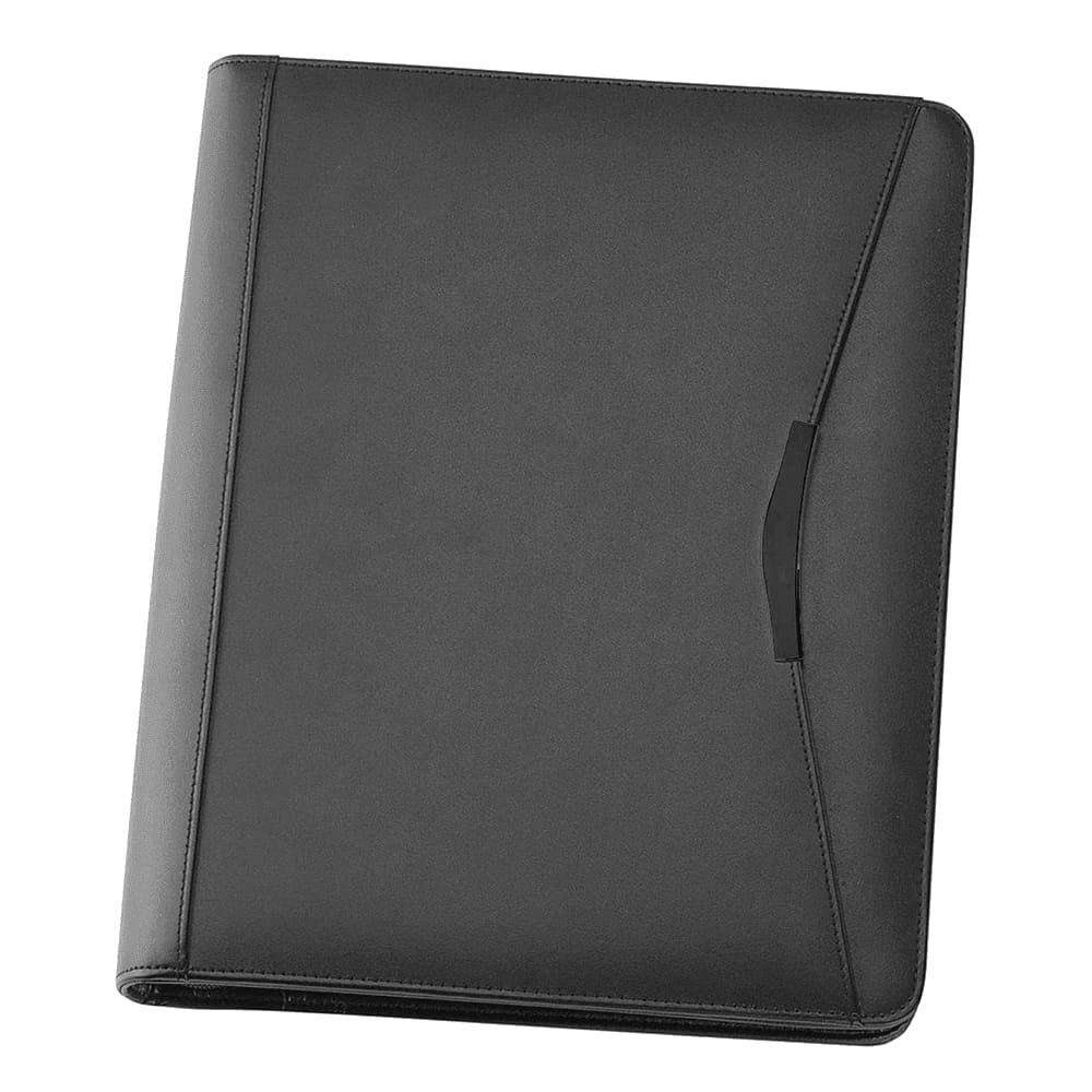 A black bonded leather compendium featuring a smooth finish and a subtle logo. The Windsor A4 Bonded Leather Compendium - Image 1