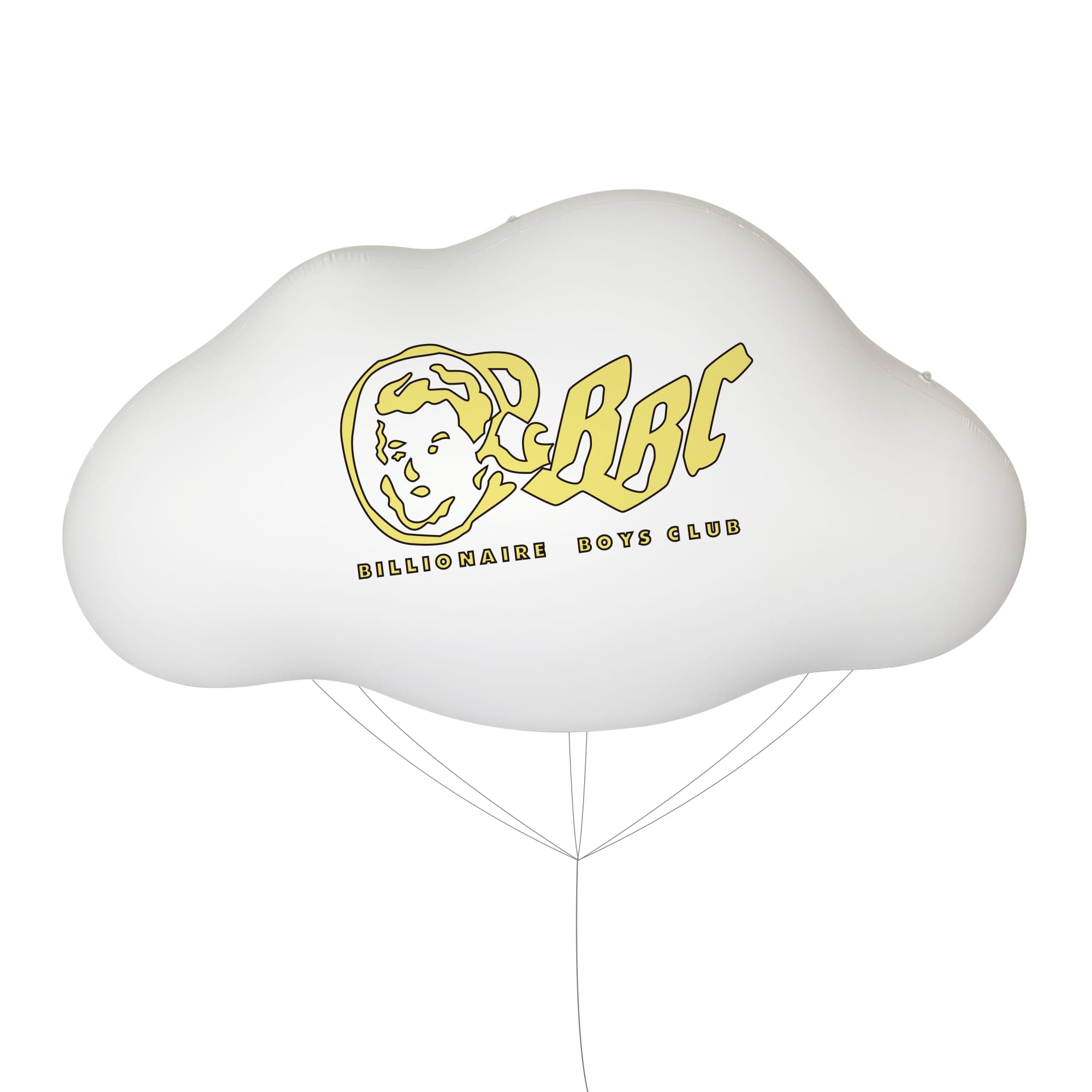 An inflatable white cloud balloon featuring a logo in yellow. Suitable for events and exhibitions. Inflatable Cloud - Image 1