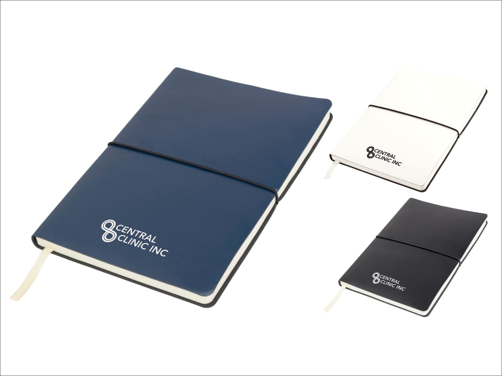 A Tango A5 notebook in navy, white, and black, featuring a logo on the cover. Tango A5 Notebook - Image 1