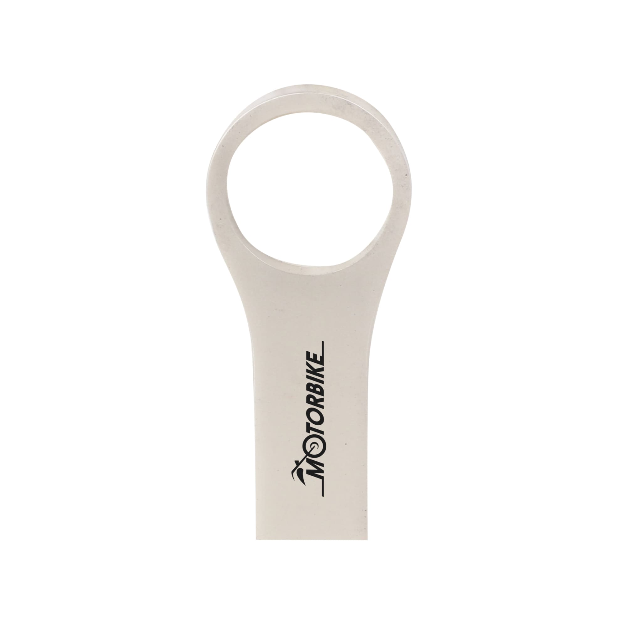 A silver USB flash drive with a circular grip and a logo on the side. Active USB Flash Drive - Image 1