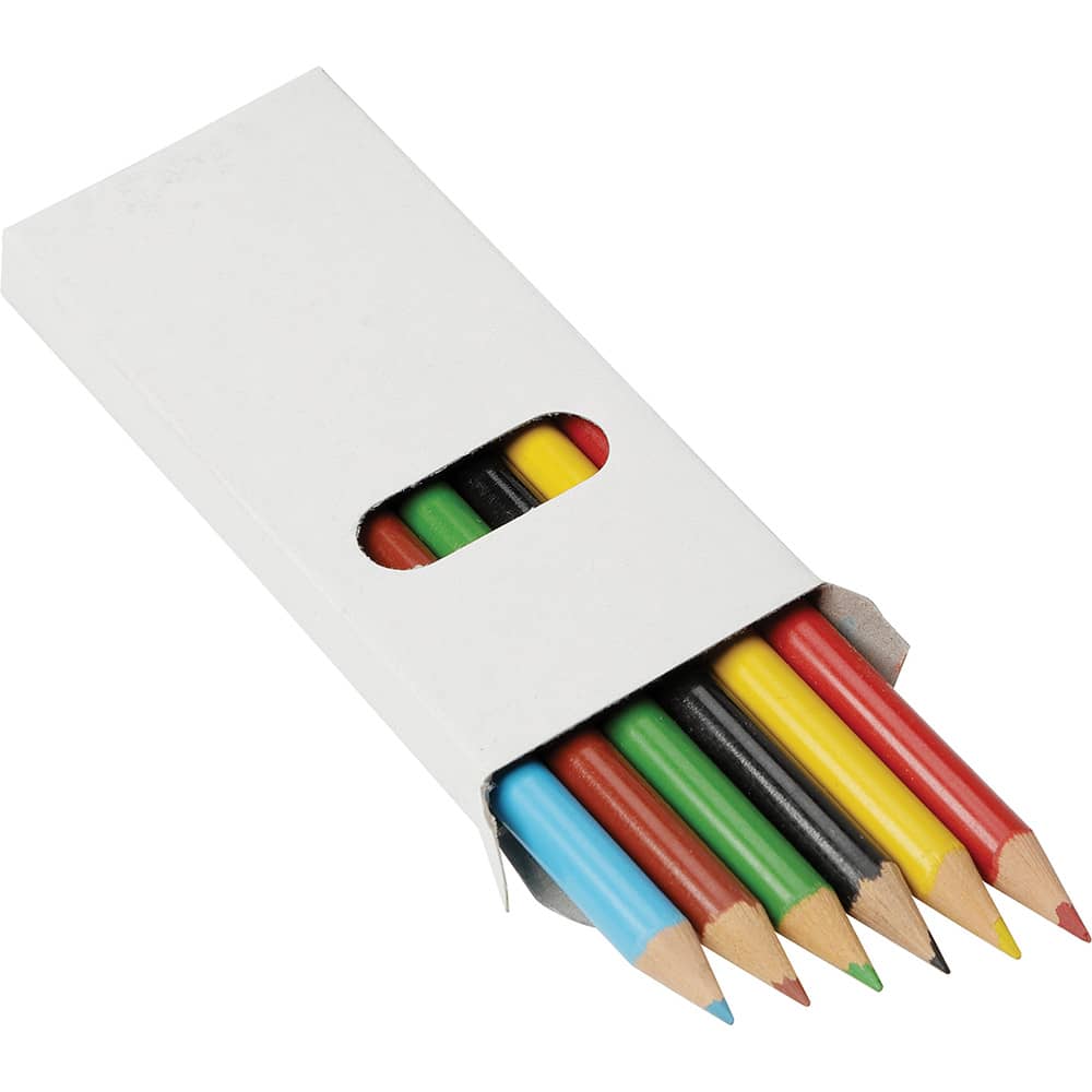 A white box containing six coloured pencils in blue, red, yellow, green, black, and brown. Sketchi 6-Piece Coloured Pencil Set - Image 1