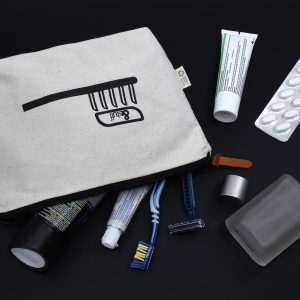 Calico Toiletry/Makeup Bag 17x27x8.5cm