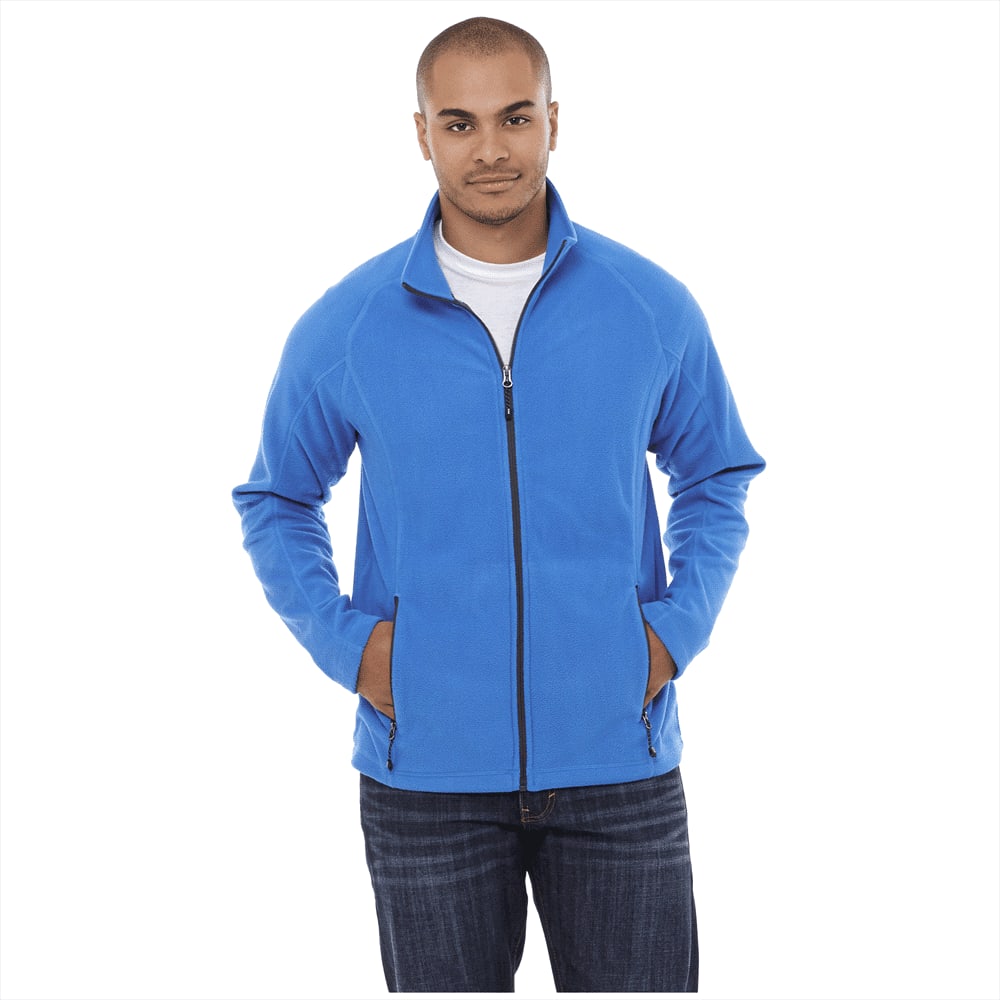 A blue Rixford Polyfleece Jacket for men, featuring a zip front and side pockets, with a logo on the chest. Rixford Polyfleece Jacket - Mens - Image 1