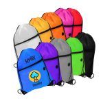 Polyester Drawstring Bag with Zippered Pocket