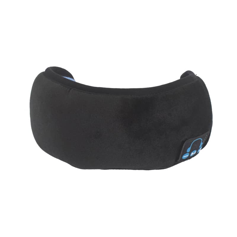 A black Bluetooth eye mask featuring a logo, designed for comfort and technology integration. Hal Bluetooth Eye Mask - Image 1