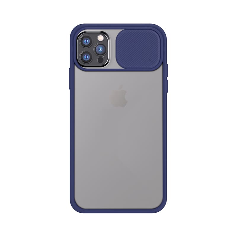 A navy blue iPhone case featuring a textured section and a logo, designed for protection and style. Oakland Slide iPhone Case - Image 1