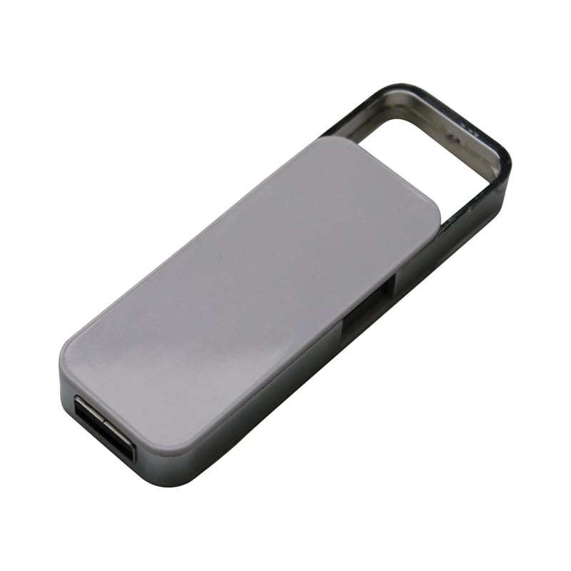 A grey flash drive with a metallic casing and an attached keyring loop. Beter Flash Drive - Image 1