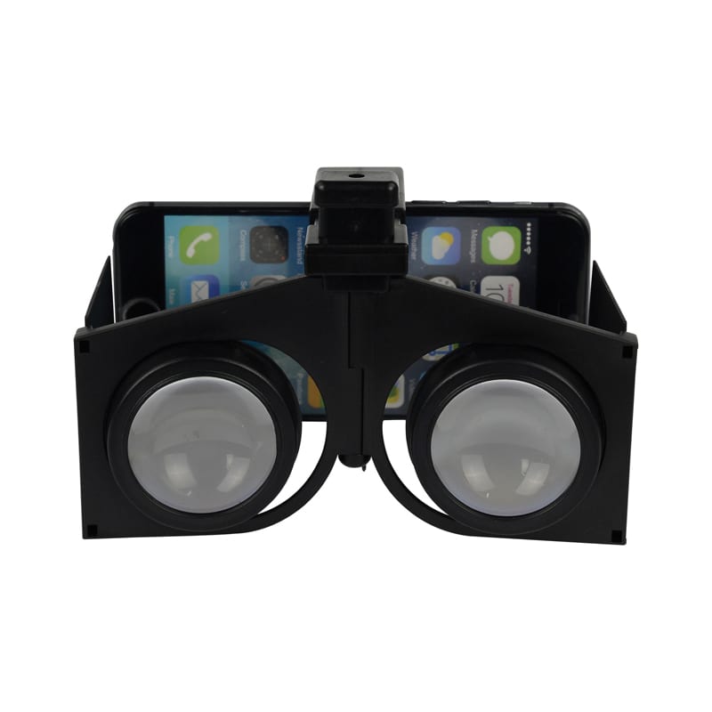 A pair of black VR Fold Glasses designed for smartphones, featuring large lenses and a compact design. VR Fold Glasses - Image 1