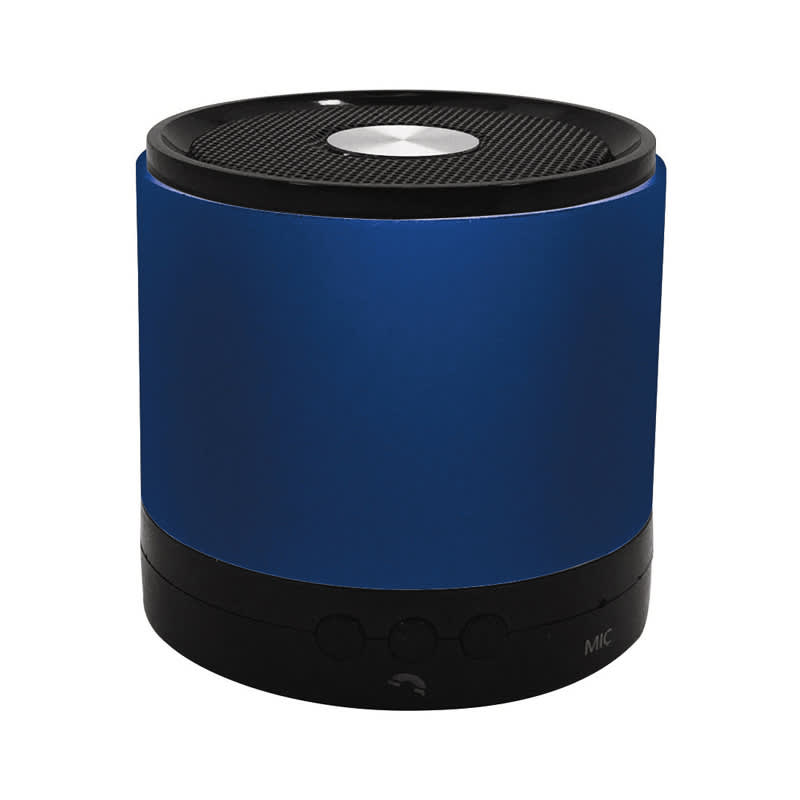 A blue Bluetooth speaker with a mesh top and control buttons at the base. Features a branding logo. Piro Bluetooth Speaker - Image 1