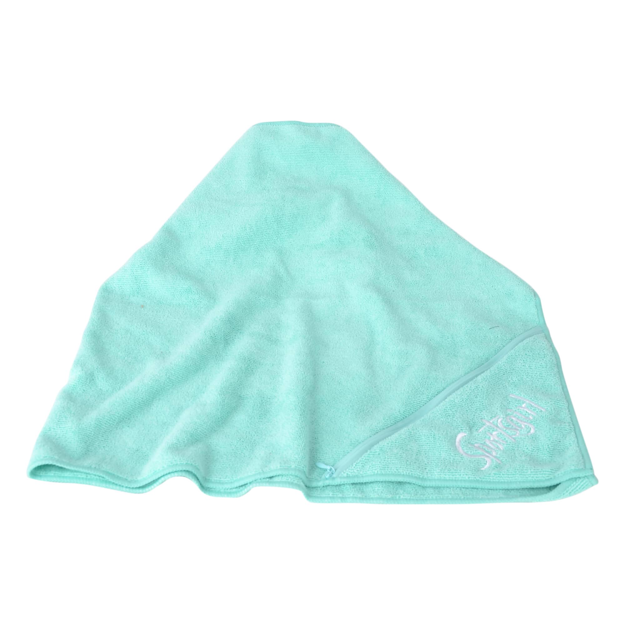 A mint green embroidery sport towel featuring a logo, designed for leisure and outdoor activities. Embroidery Sport Towel - Image 1