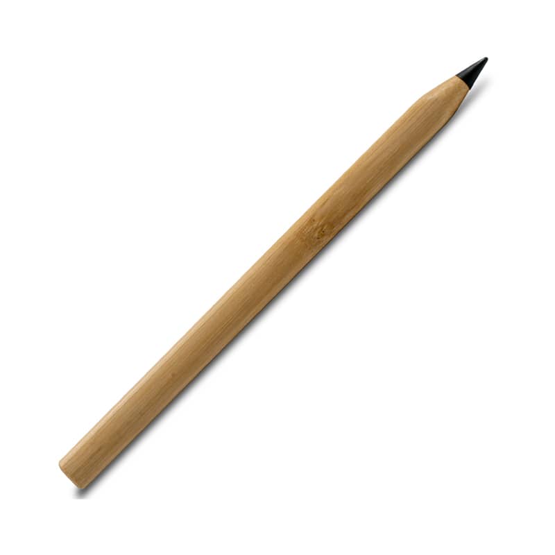 A bamboo pen with a natural wood finish and a black tip, featuring a branding logo. Picasso Eco Bamboo Pen - Image 1