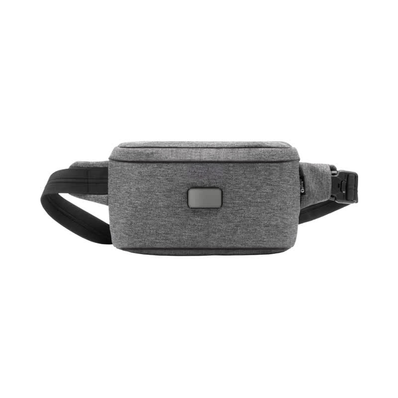 A grey anti-theft sling bag with a sturdy strap and a small logo on the front. Crosspack Anti-Theft Sling Bag - Image 1