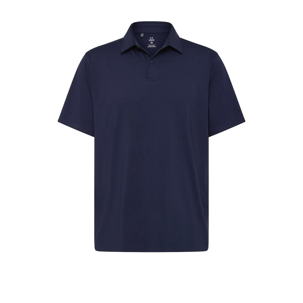 A navy men's polo shirt featuring a collar and short sleeves, with a logo on the chest. Under Armour Corporate Polo 2025 – Men’s Navy - Image 1