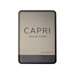A silver and black power bank with a rectangular design, featuring a logo on the bottom.