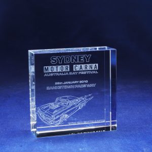 Square Space Optical Crystal Award with Etching
