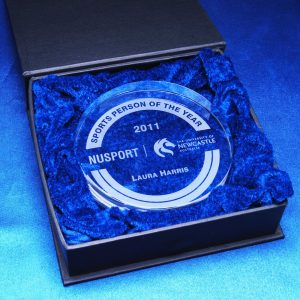 Optical Crystal Medallion 90mm In Presentation Box