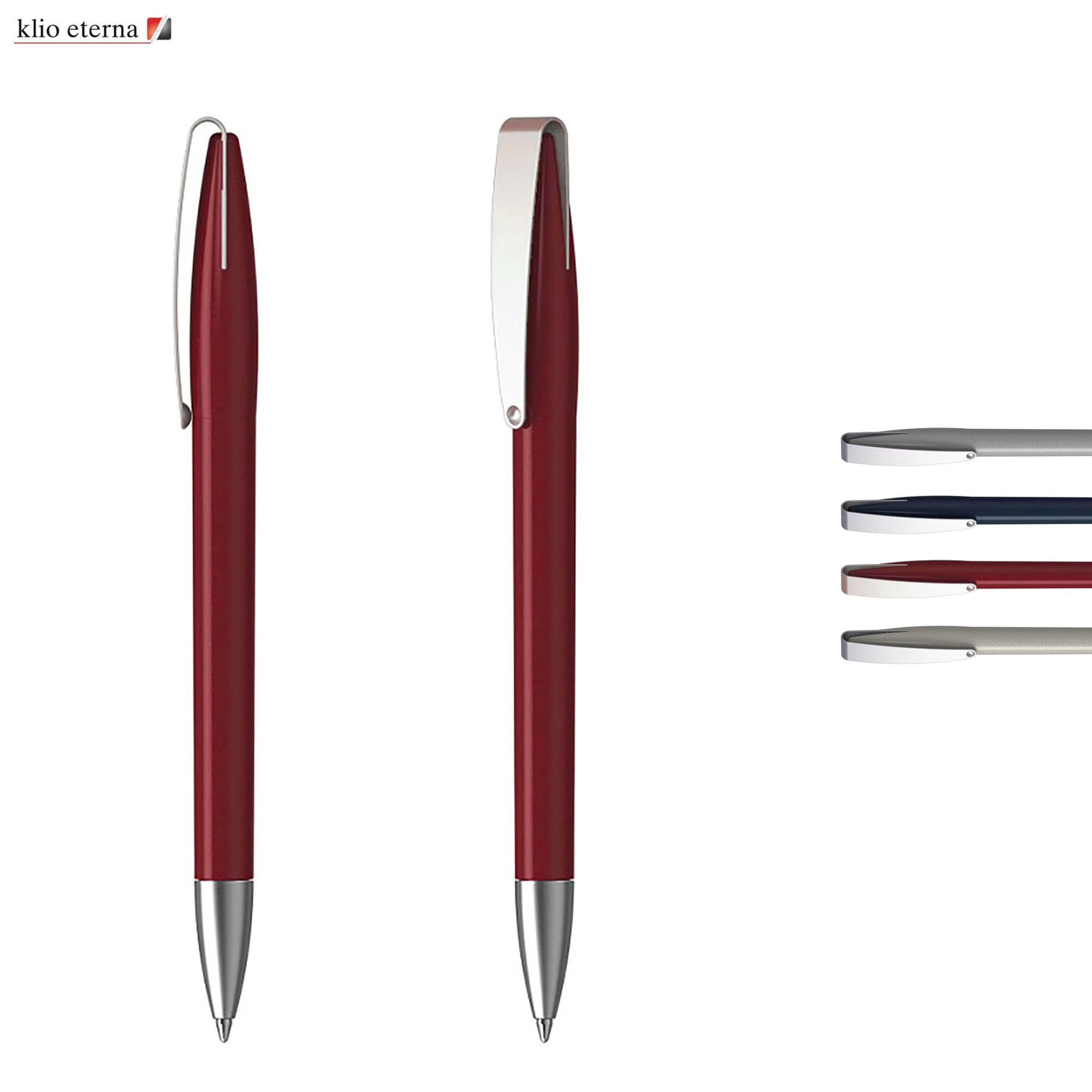 A red plastic pen with a silver clip and nib, accompanied by four other pens in various colours. It has a logo. Cobra Metallic MM - Image 1