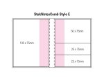 A diagram featuring a combination pad layout with sections in pink and white dimensions outlined, including sizes 50x75mm and 25x75mm.