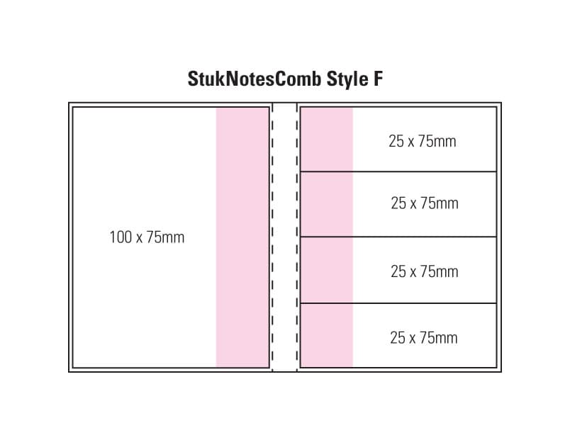 A laminated multi-colour pad featuring four sections and a logo, with various sizes of sticky notes. Combination F Laminated 4 Colour Cover 2 Col Pad - Image 1