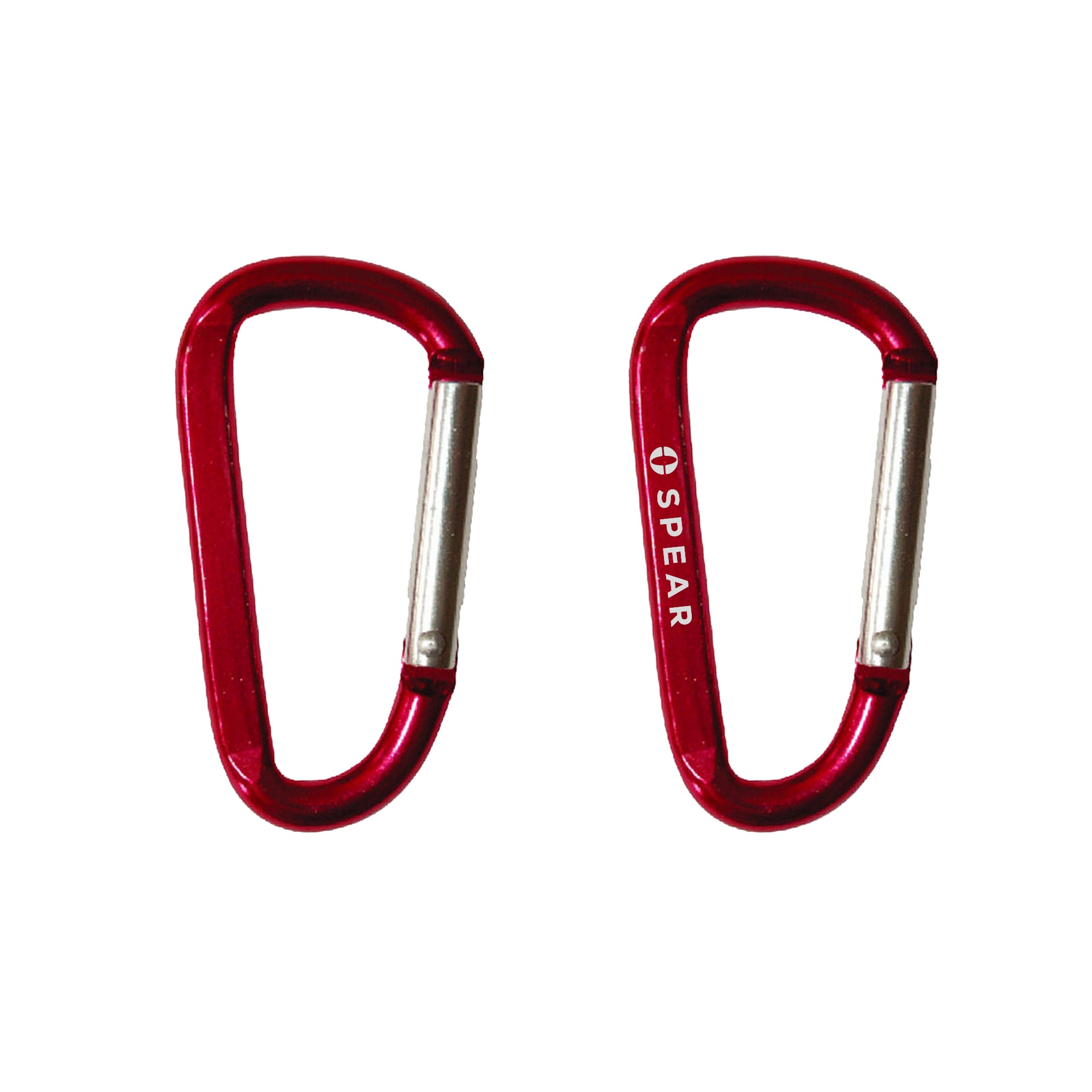 Two red carabiners are displayed, featuring an aluminum design and a logo on one side. 6cm Carabiner - Image 1