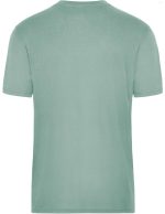 A green workwear t-shirt with a simple design and short sleeves, featuring a logo on the back.