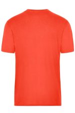 A men's workwear T-shirt in bright orange with short sleeves and a simple design, featuring a logo.