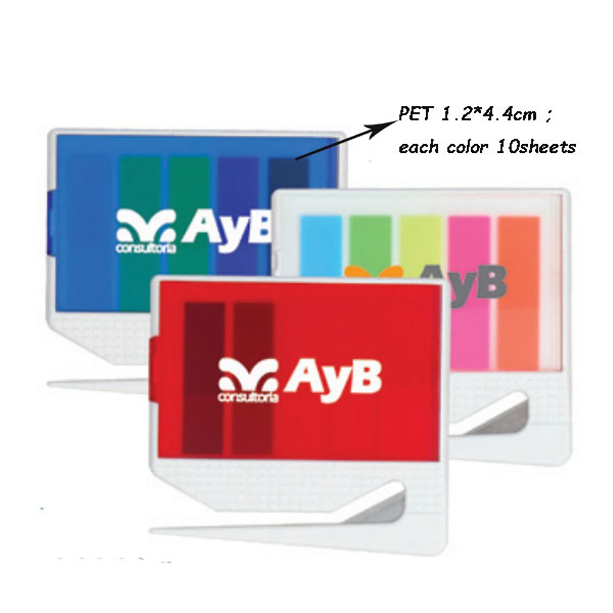 Sticky notes in red, blue, and green with a letter opener. Each colour includes 10 sheets. Features a logo. Sticky Notes with Letter Opener - Image 1
