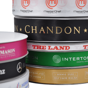Custom Printed Double Sided Woven Edged Satin Ribbon 36mm