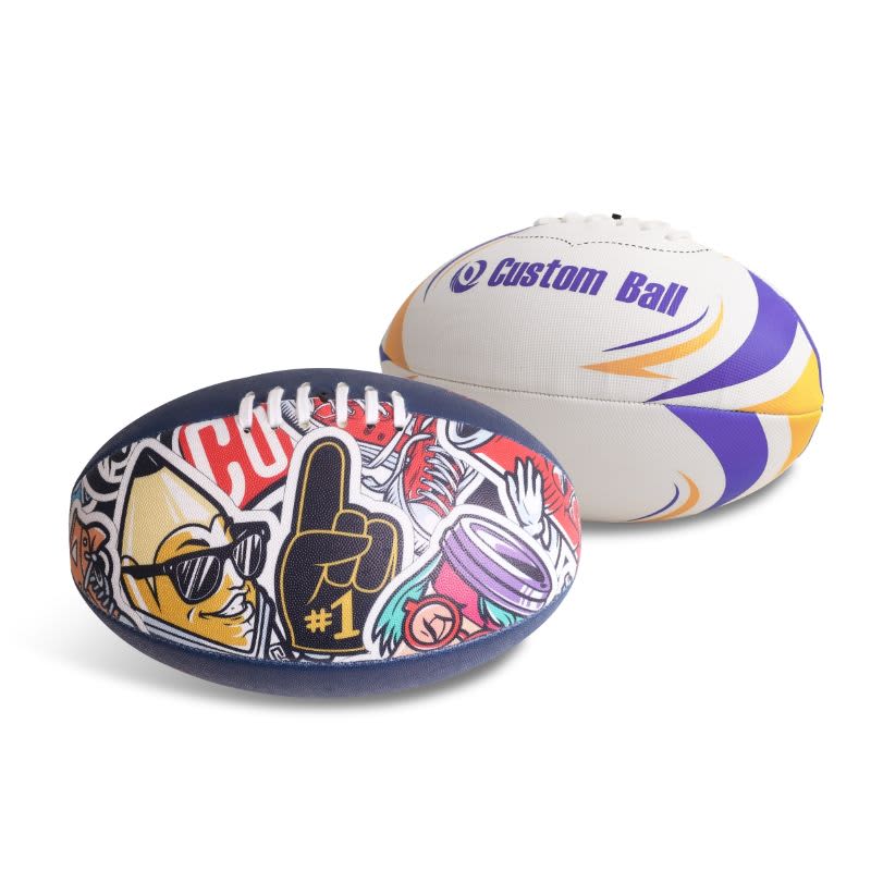 A training footy ball, size 5, featuring a colourful design with various graphics and a logo. Training Footy Ball - size 5 - Image 1