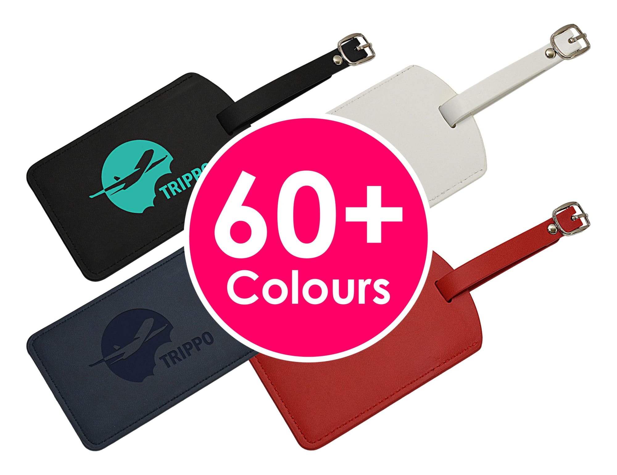 Three luggage tags featuring black, white, and red colours, each with a strap and a brand logo. Acrobat INDENT Luggage Tag - Image 1