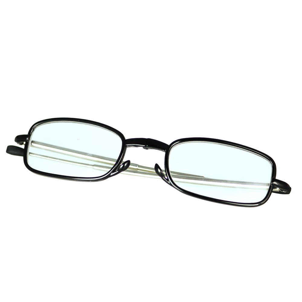 Folding reading glasses with a black frame and clear lenses, featuring a slim design. Folding Reading Glasses - Image 1