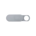 A grey sliding webcam blocker with a circular hole for easy attachment. Features a sleek, minimalist design.