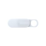 A sliding webcam blocker in white, featuring a round hole for easy attachment or use.