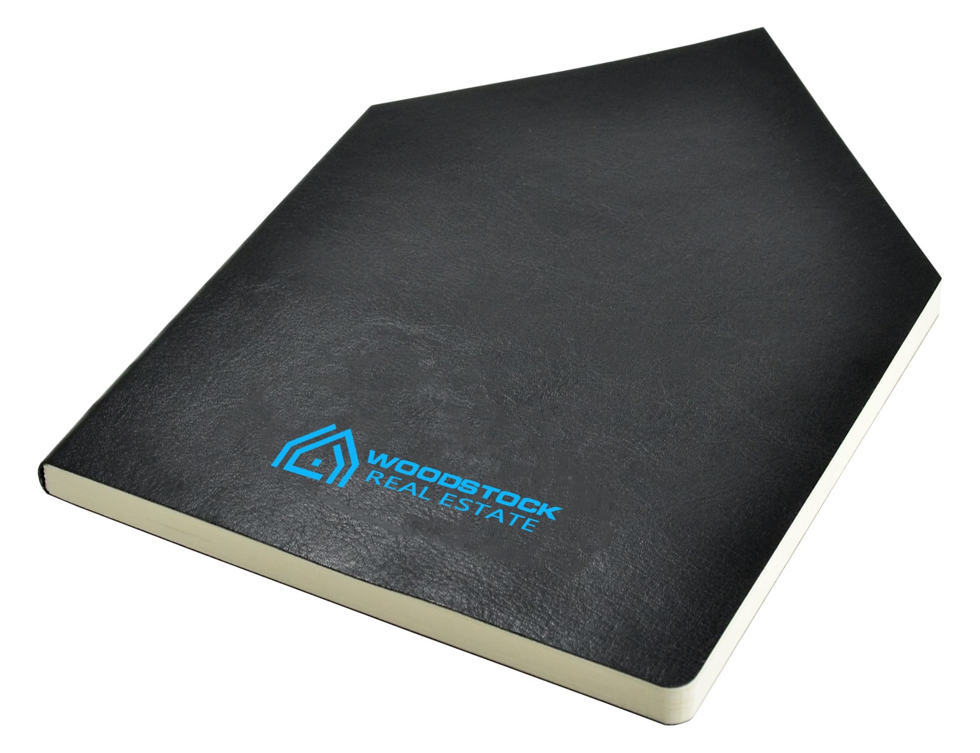 A black A5 notebook with a textured cover and a logo on the front. House A5 Notebook, Black - Image 1