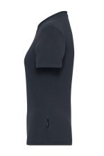 A dark grey short-sleeve T-shirt, featuring a fitted design and a logo on the side.