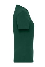 A green ladies' BIO stretch t-shirt with short sleeves, featuring a fitted design and a logo on the side.