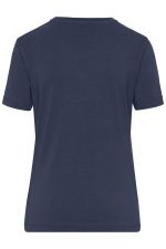 A navy blue women's T-shirt featuring a simple design and a back view. It includes a logo but no other visible text.
