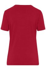 A red Ladies BIO Stretch-T work t-shirt featuring a simple design and a logo on the back.