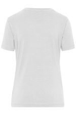 A light grey women's T-shirt featuring a classic design and short sleeves, with a logo on the back.