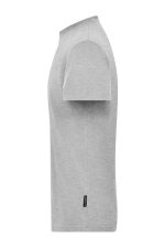A grey men's BIO Stretch-T work t-shirt displayed from the side, featuring short sleeves and a logo.