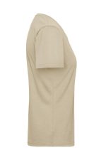 A ladies' workwear T-shirt in beige, featuring short sleeves and a classic fit. Includes a logo.